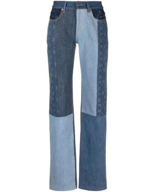 Marine Serre Gerade Jeans Mit Patches - Blau