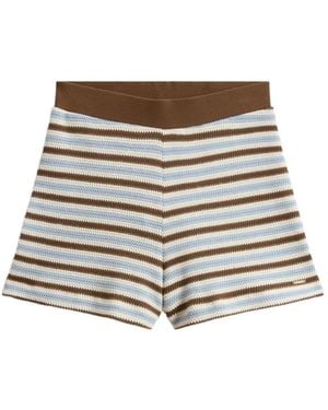 Woolrich Short En Maille À Rayures - Blanc