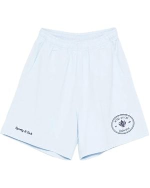 Sporty & Rich X Hotel Du Cap Eden Roc Eden Crest Embroidered Mini Shorts - White