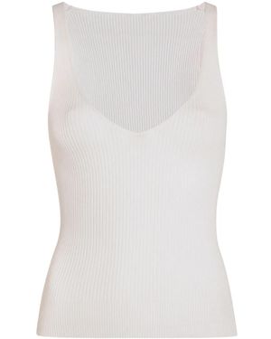 Another Tomorrow Ribbed-Knit Tank Top - White
