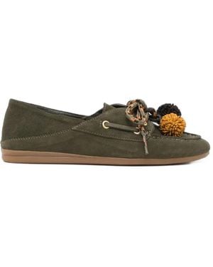 Toral Shoes Tiwa Avellana Suede Mule Loafers - Green
