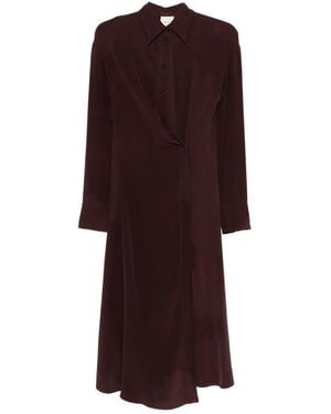 Alysi Silk Shirt Dress - Purple
