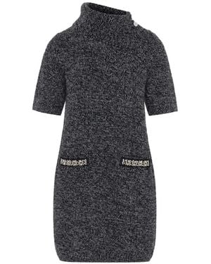 Liu Jo Melange-Effect Crystal-Embellished Mini Dress - Black