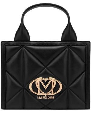Love Moschino Logo-Plaque Tote Bag - Black