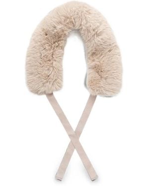 Pedro Del Hierro Madrid Faux-Fur Grosgrain-Ribbon Scarf - Natural