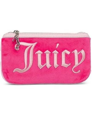 Juicy Couture Logo-Embroidered Velvet Coin Purse - Pink