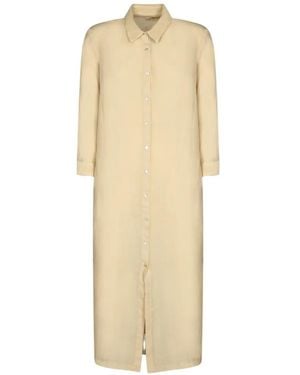 120% Lino Button-Up Midi Shirt Dress - White