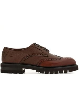 Ferragamo Brogue Wingtip Derby Shoes - Brown