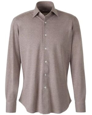 Fray Camisa Gabriel Con Cuello Italiano - Marrón