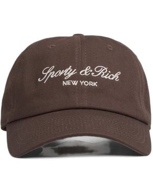 Sporty & Rich Maeve Vendome Script Baseball Cap - Brown
