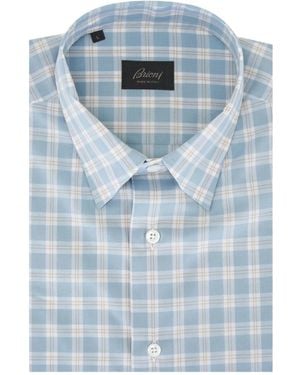Brioni Checked Button-Up Shirt - Blue