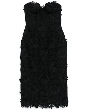 GIUSEPPE DI MORABITO 3D Floral Macramé Midi Dress - Black