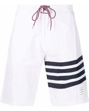 Thom Browne Badeshorts Mit Streifen - Weiß