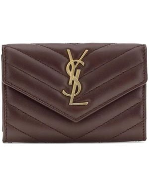 Saint Laurent Cartera Cassandre acolchada - Marrón
