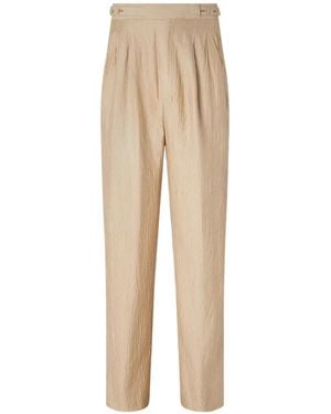 ZEGNA Pleated Silk Trousers - Natural
