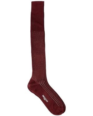 Bresciani Ribbed Metallic-Detail Socks - Red