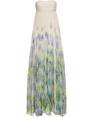 Oscar de la Renta Allium Chiffon Gown - Blue