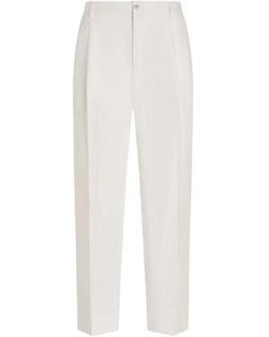 Dolce & Gabbana Pantalones de lino ajustados - Blanco