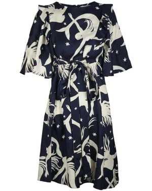 Valentino Garavani Ruffled Mermaid-Print Midi Dress - Blue
