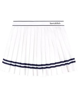 Sporty & Rich Striped Pleated Mini Skirt - White