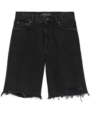 Purple Brand Shorts Denim Al Ginocchio - Nero
