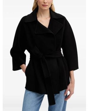 Elisabetta Franchi Belted Three-Quarter Sleeve Coat - Black