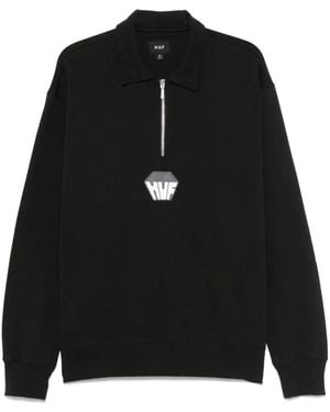 Huf Big Block 1/4 Zip Polo Shirt - Black
