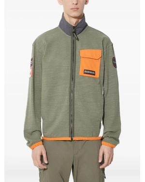 Napapijri Sweat Zippé À Détails De Drapeaux - Green