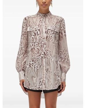 Blugirl Blumarine Leopard-Print Button-Down Shirt - White