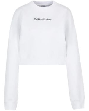 Off-White c/o Virgil Abloh Embroidered Arrow Script Crop Crewneck - White