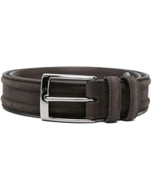 Canali Ceinture En Daim À Boucle - Noir