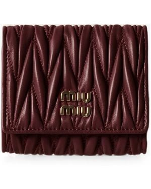 Miu Miu Matelassé Leather Wallet - Purple