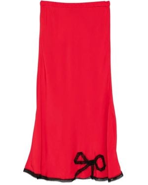 Rochas Midi-Rok Met Strik Afwerking - Rood
