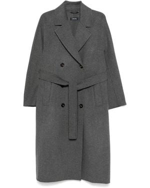 Max Mara Belted Double-Breasted Coat - Grey