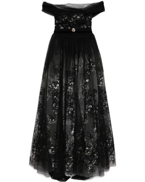 Saiid Kobeisy Gathered Tulle Gown - Black