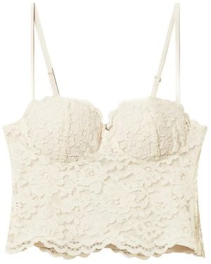 Twinset Lace-Pattern Cropped Bustier Top - White
