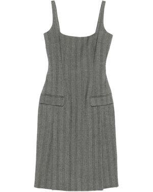Ferragamo Striped Pleated Midi Dress - グレー