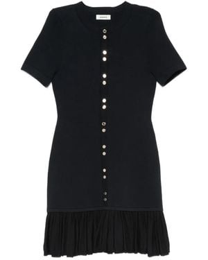 Sandro Vestido Corto Con Ribete De Volantes - Negro
