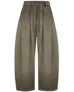 TEAM WANG design Reset Washed-Effect Pleated Track Trousers - Green