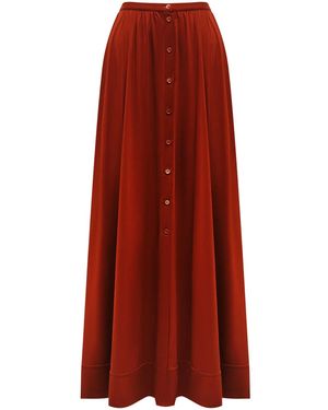 12 STOREEZ Jupe Longue À Boutonnière - Red