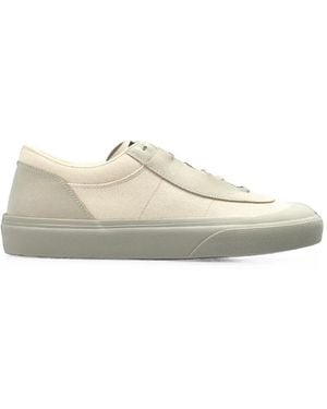 Stone Island Baskets Basses S100020 En Toile Et Daim Avec Patch Logo Compass - White