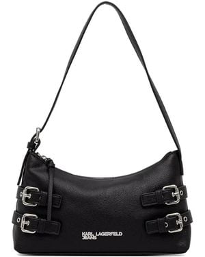 KARL LAGERFELD Logo-Detail Buckled Tote Bag - Black