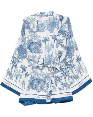 MC2 Saint Barth Carly Short Toile De Jouy-Print Kimono - Blue