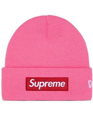 Supreme X New Era Box Logo-Detail Beanie Hat - Pink