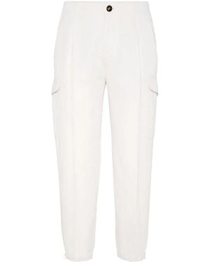 Brunello Cucinelli Cargo-Pocket Cropped Trousers - White