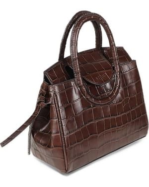 STAUD Croc-Effect Leather Tote Bag - Brown