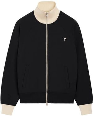 Ami Paris Ami De Coeur Sweatshirt Aus Baumwolle Mit Reißverschluss - Schwarz