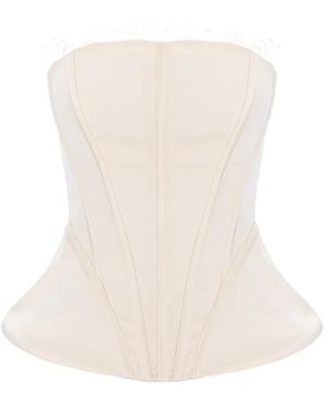 V:PM ATELIER Peggy Lace-Trimmed Corset Top - White