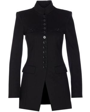 Patrizia Pepe Tailored Jacket With High Collar And Decorative Details - Black