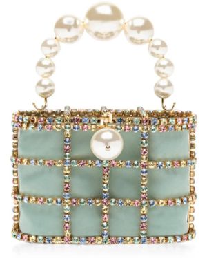 Rosantica Crystal-Embellished Cage Tote Bag - White
